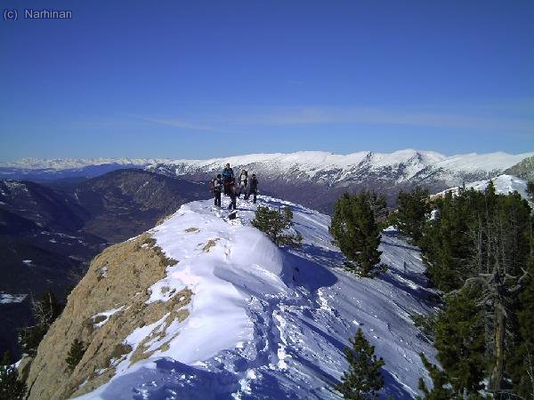 Carenejant de Roca Blanca a Cap Llitzet, amb el Cadí a l´esquena i, més a l´esquerra el Pirineu Occidental (Fèlix Camprubí)