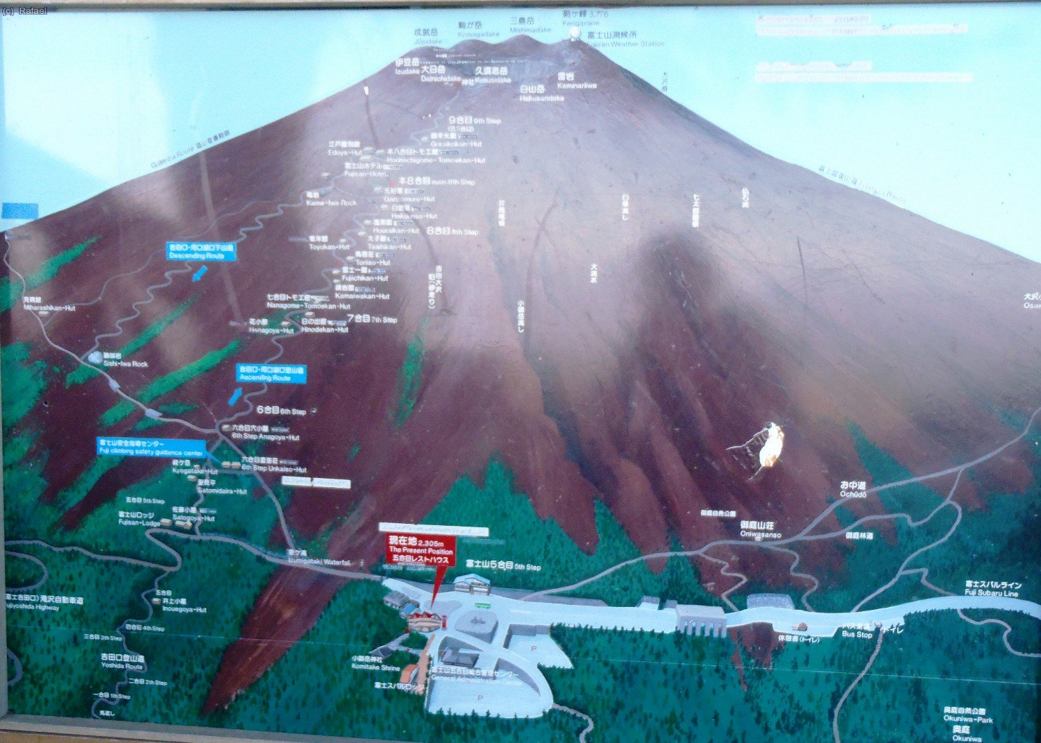 Mapa de la ruta justo antes del camino de ascenso.