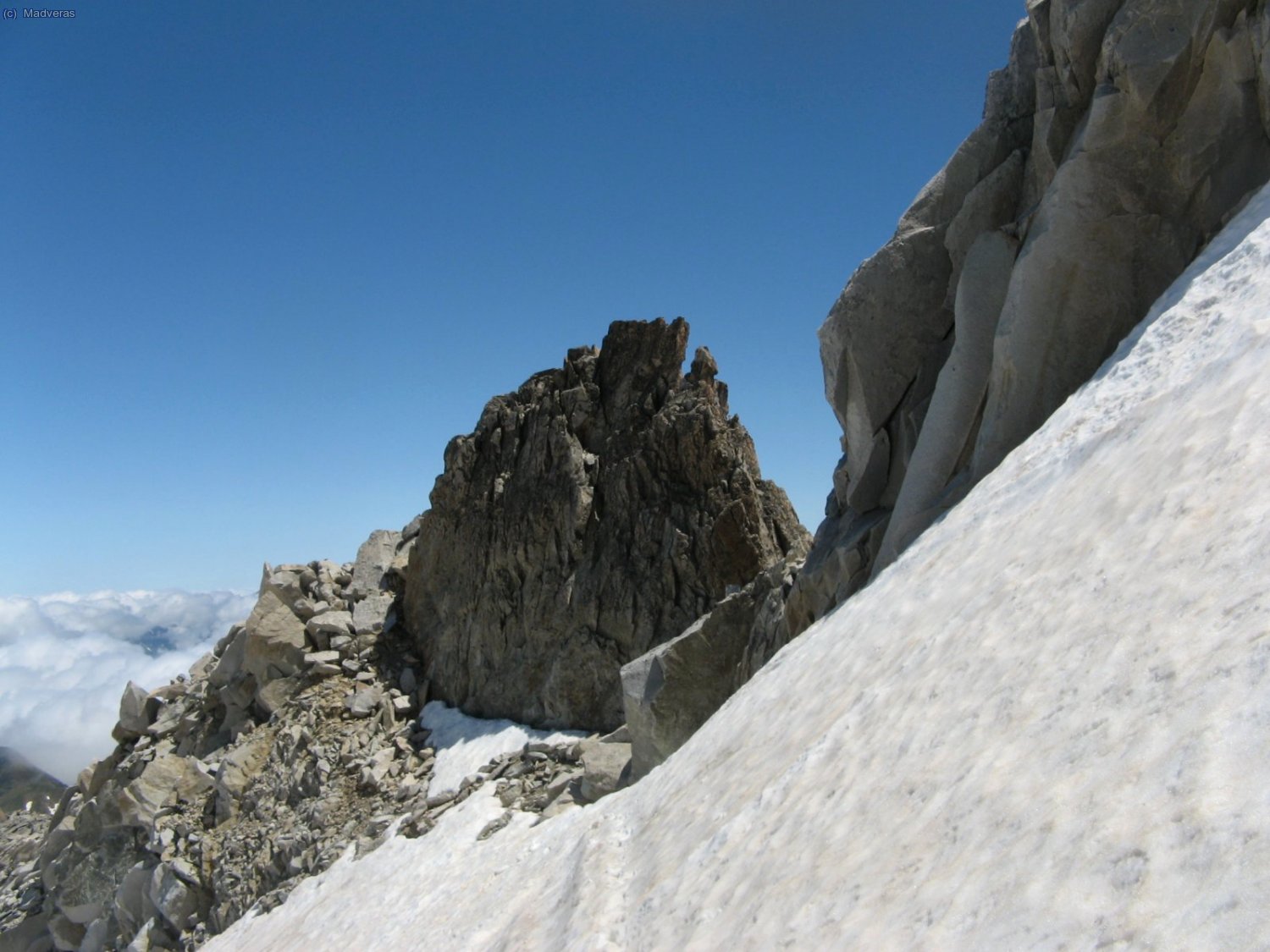 Desde ese colladito nos salimos ala nieve para flaquiera un muro liso...