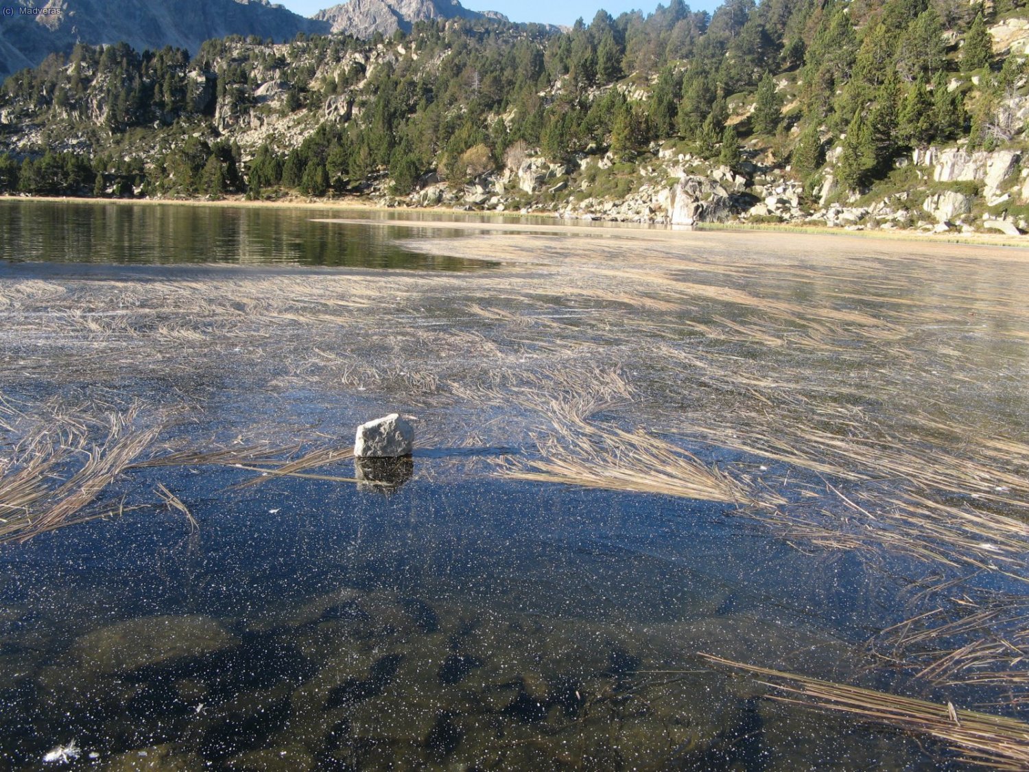 El lago amanece helado, dentro de la furgo hemos estado a -5&ordm;C