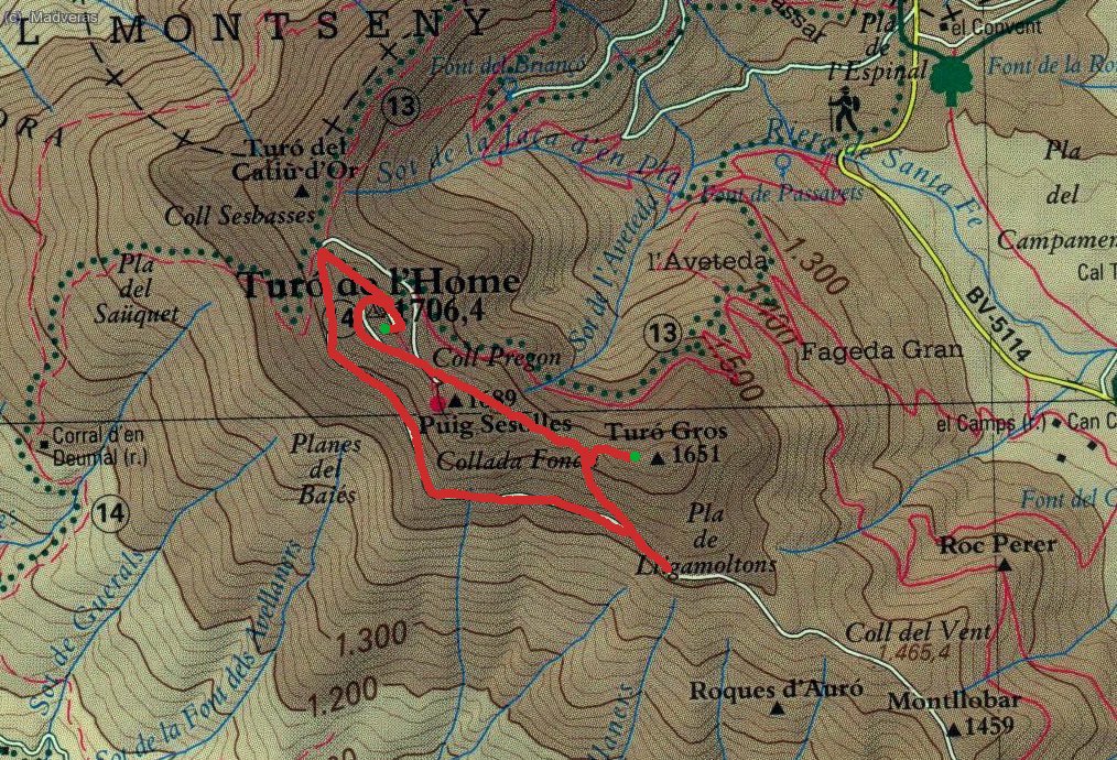 El itinerario sobre el mapa
