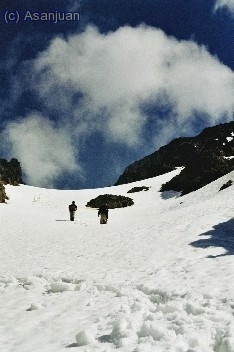 Subiendo el Port de Sotll&oacute;. Nieve hasta las rodillas.