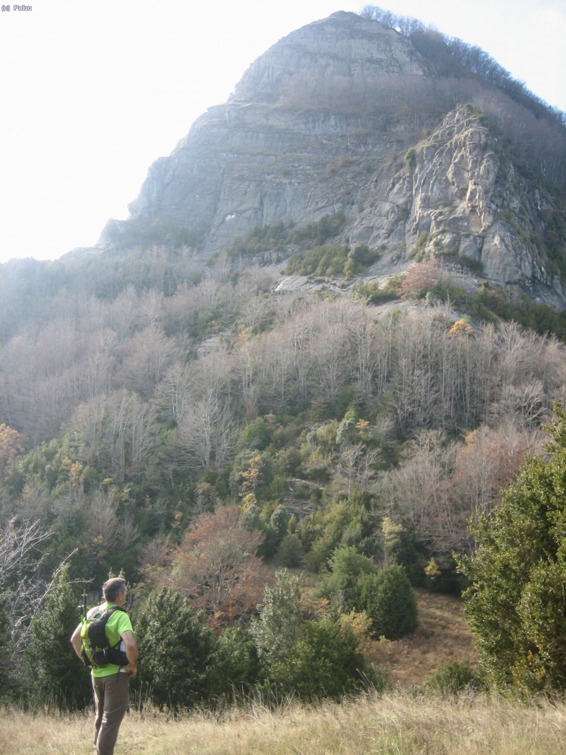 En Josep mirant-se la cara Nord-est del Puig dels Llops, des del coll dels burros...ara hem d
