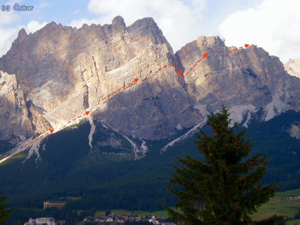 Recorrido de la ferrata siguiendo la l&oacute;gica de la pared