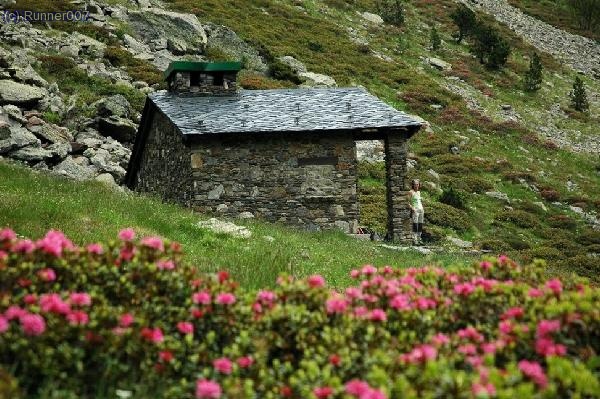 Vista del refugi, la Montse fa guardia .....