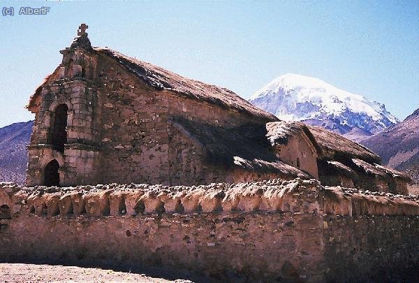 Y ahora el nevado Sajama, desde el centro del pueblo de Sajama.