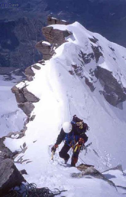 Salida a la arista NW a unos 3900 m