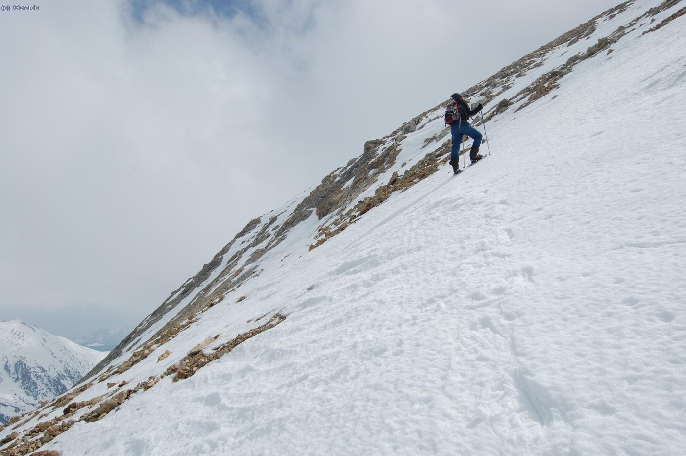 La remuntada cap al Gra des del coll de La Marrana.