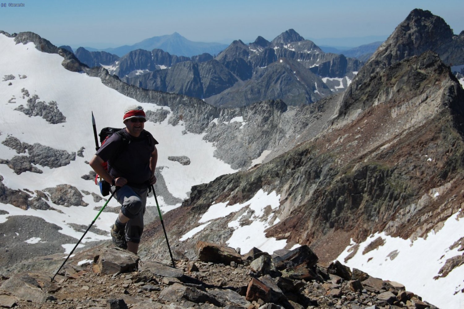 Pep llegando a la cima.