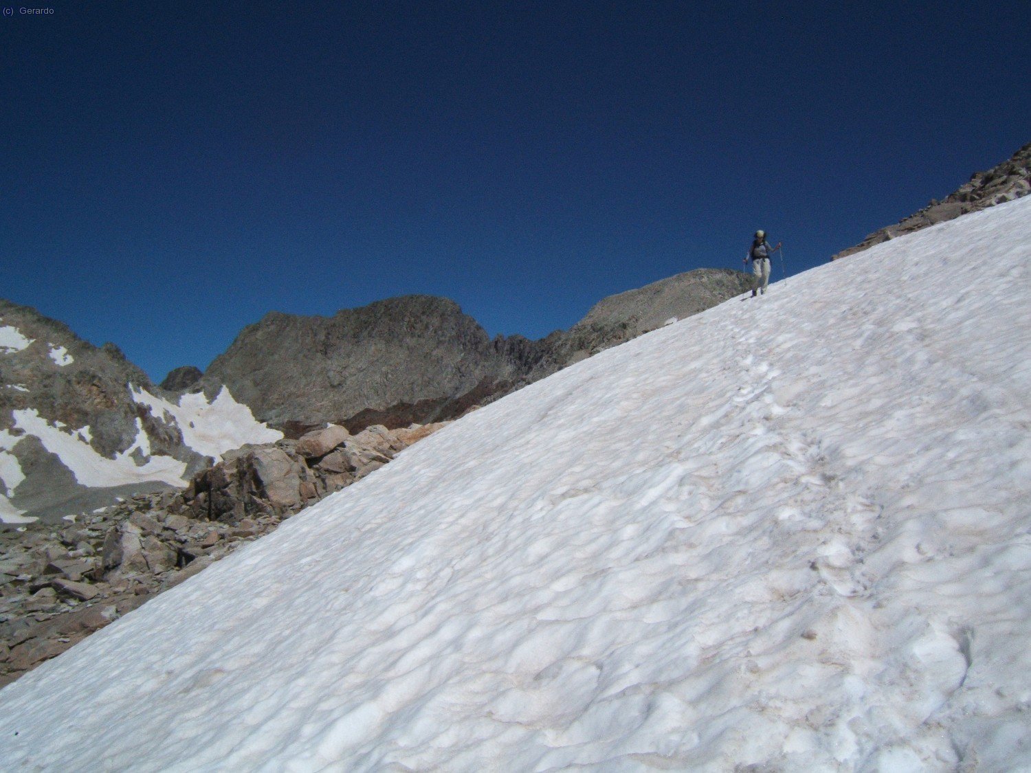 En los neveros del lomo sur del pico...