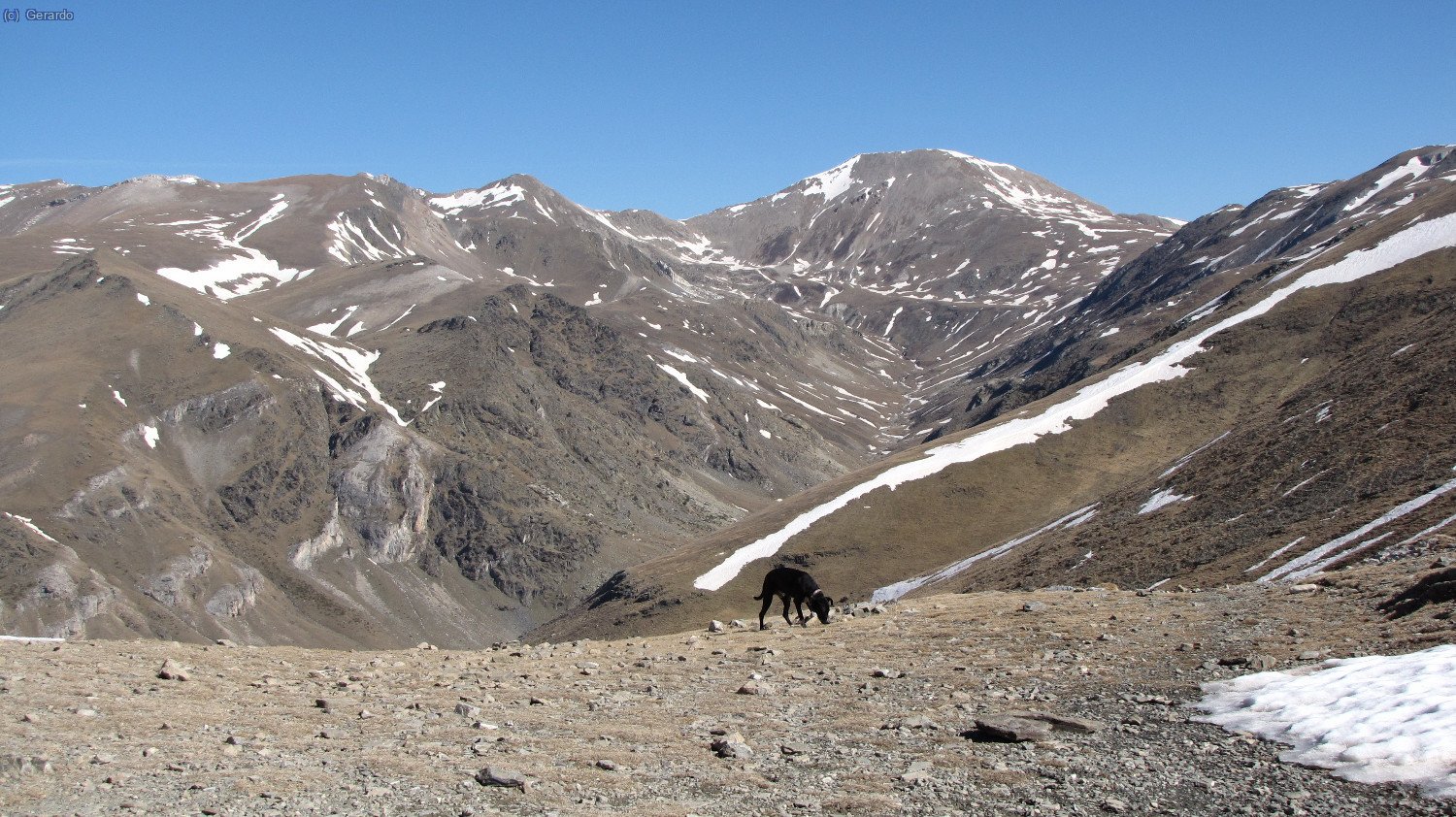 Y en el collado, mirando al norte, al eje de la Coma del Freser, dominada por el majestuoso Bastiments al fondo.