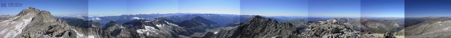 Panor&aacute;mica "trampa" (Aneto a ambos lados, o sea, los 360&ordm; que se ve&iacute;an desde el Russell en un d&iacute;a magn&iacute;fico)