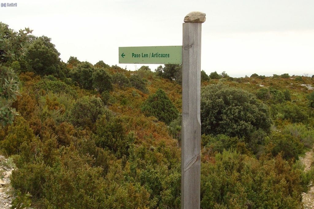 Ya en el "Tozal deros Testos" otro cartel nos indica el camino del Paso Len y Articazos.