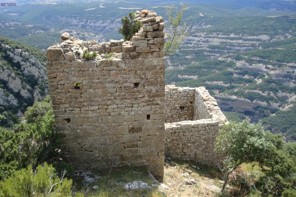 Ruinas de la parte inferior del castillo con tu torre en bastante buen estado (relativo).