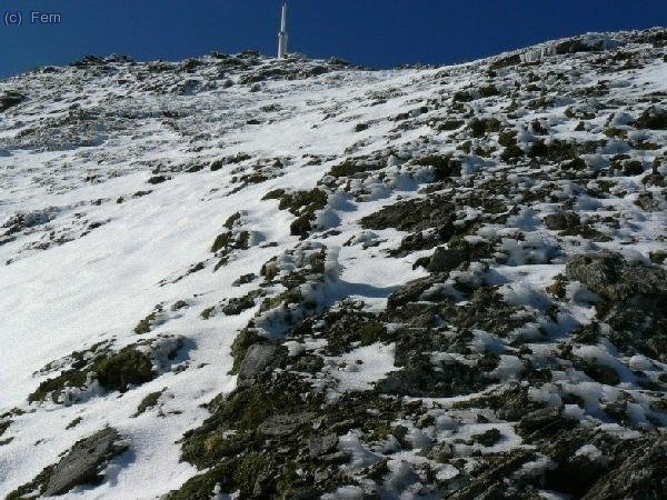 Ascendiendo ya por la nieve, cerca de la cumbre