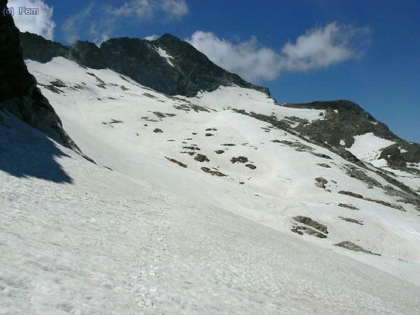 Maupas desde el glaciar de Mail Barrat, una vez superado el espolón del Boum