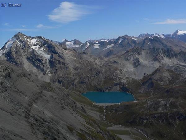 Tsanteileina, Pers, Montet, Ciamarella i Albaron; y lago de Sassière