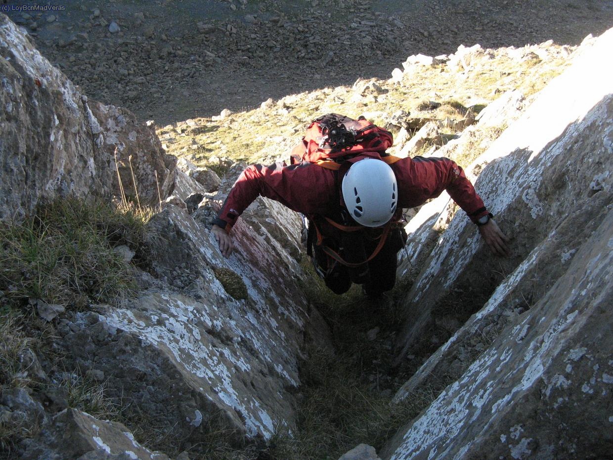 Mapicas trepando un diedro herboso