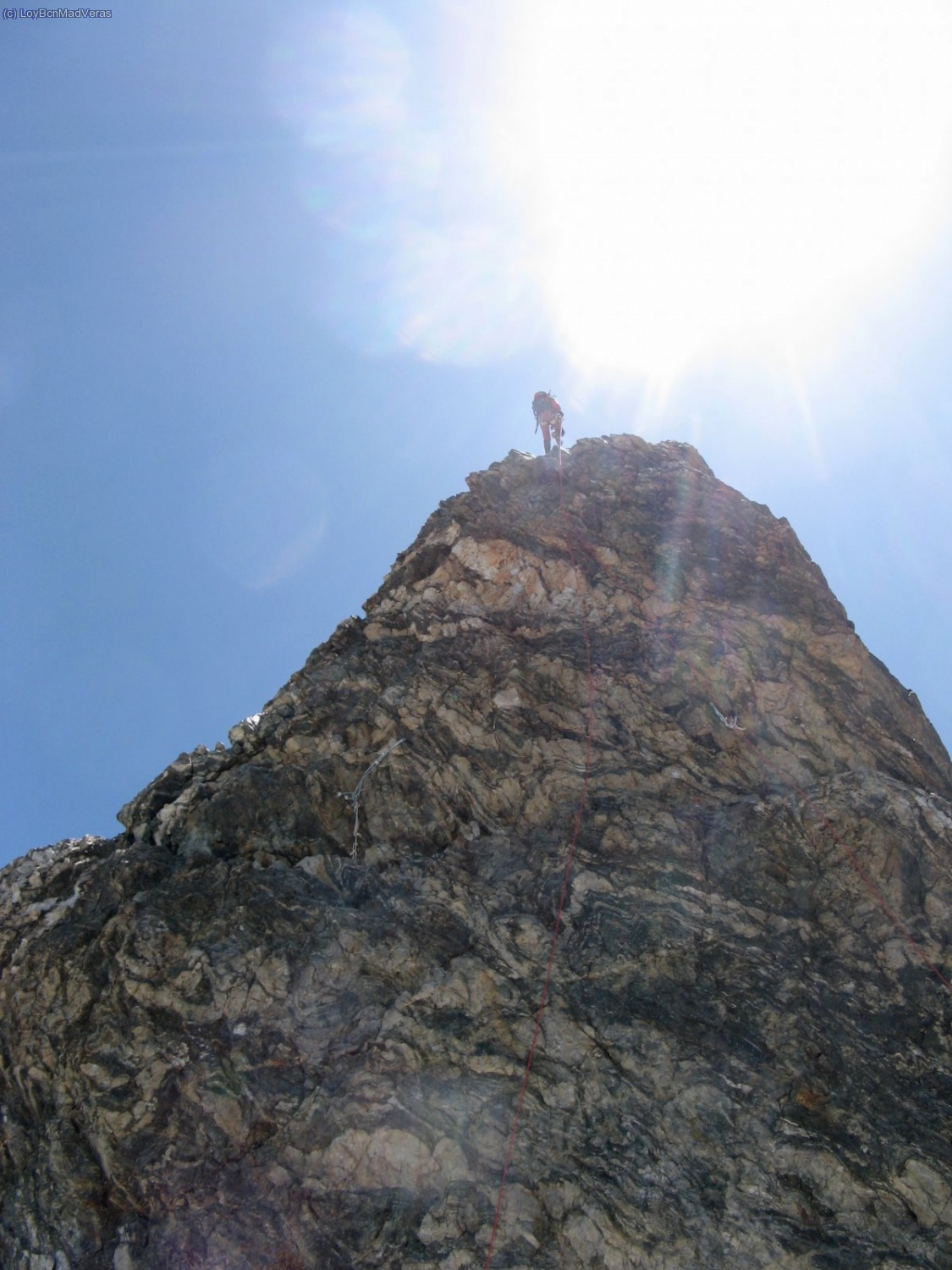 Loybcn en el rapel para bajar a la Brecha Lory