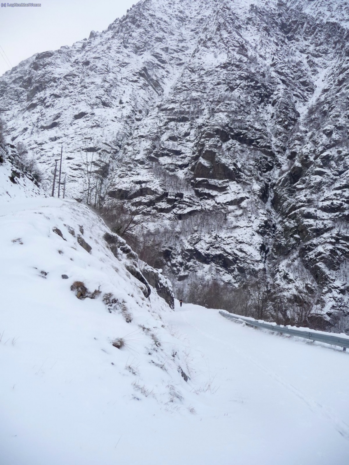 Nieve muy humeda, hacia unos zuecos enormes en las focas... Madveras ahi al fondo arrastarndose