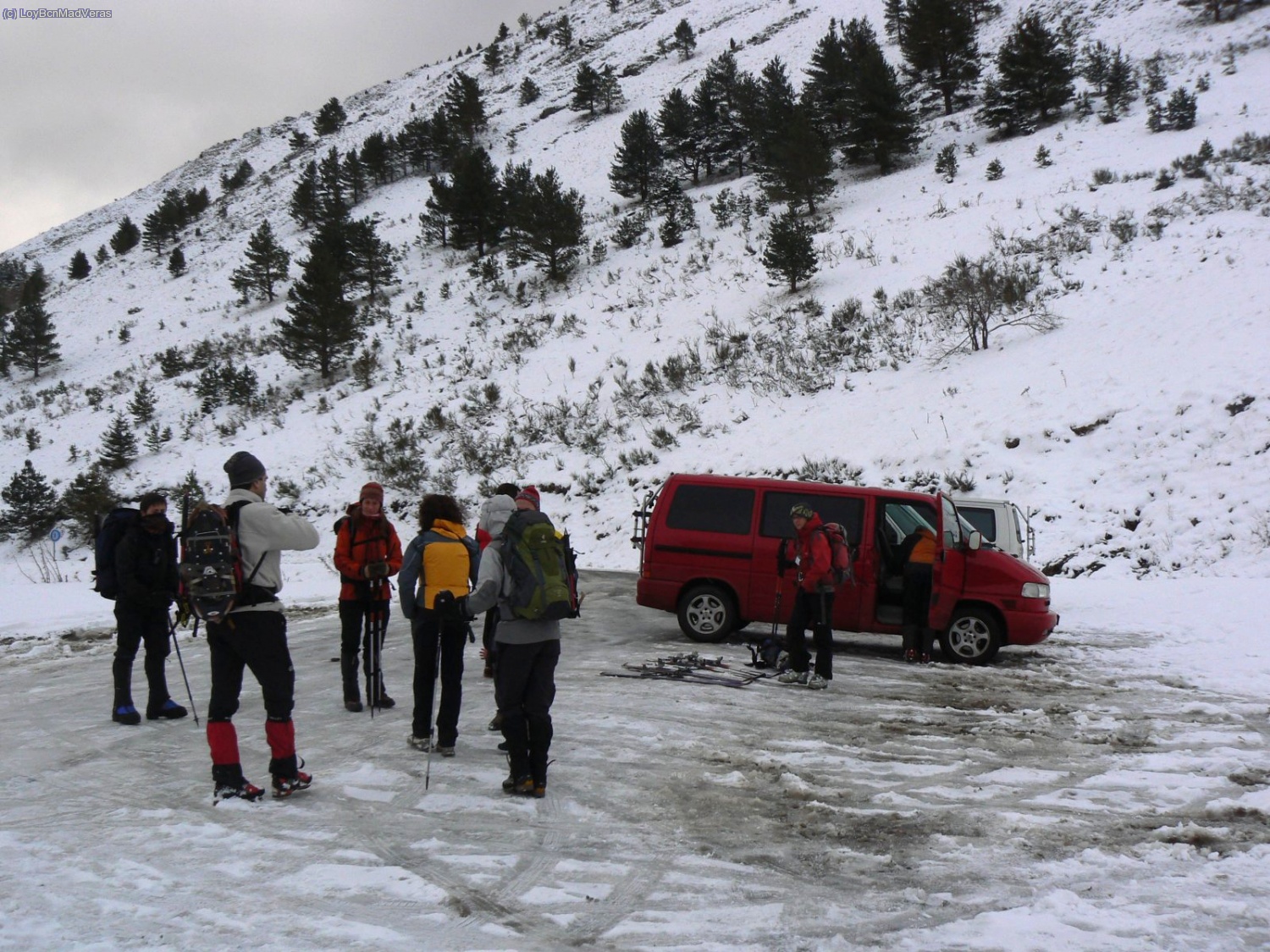 En el parking de las pistas de Goulier