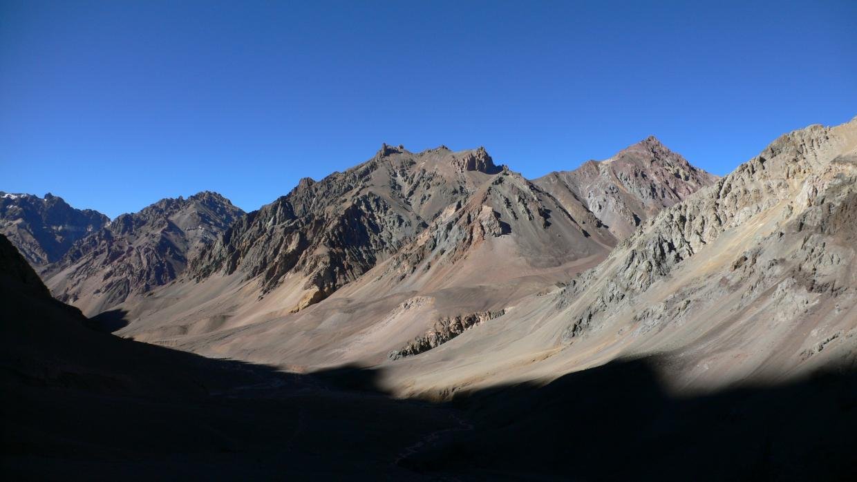 Vista del valle de Horcones superior desde Plaza de Mulas