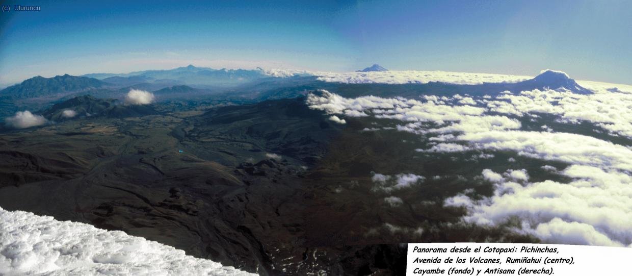 Panorama desde el Cotopaxi con la Avenida de los Volcanes