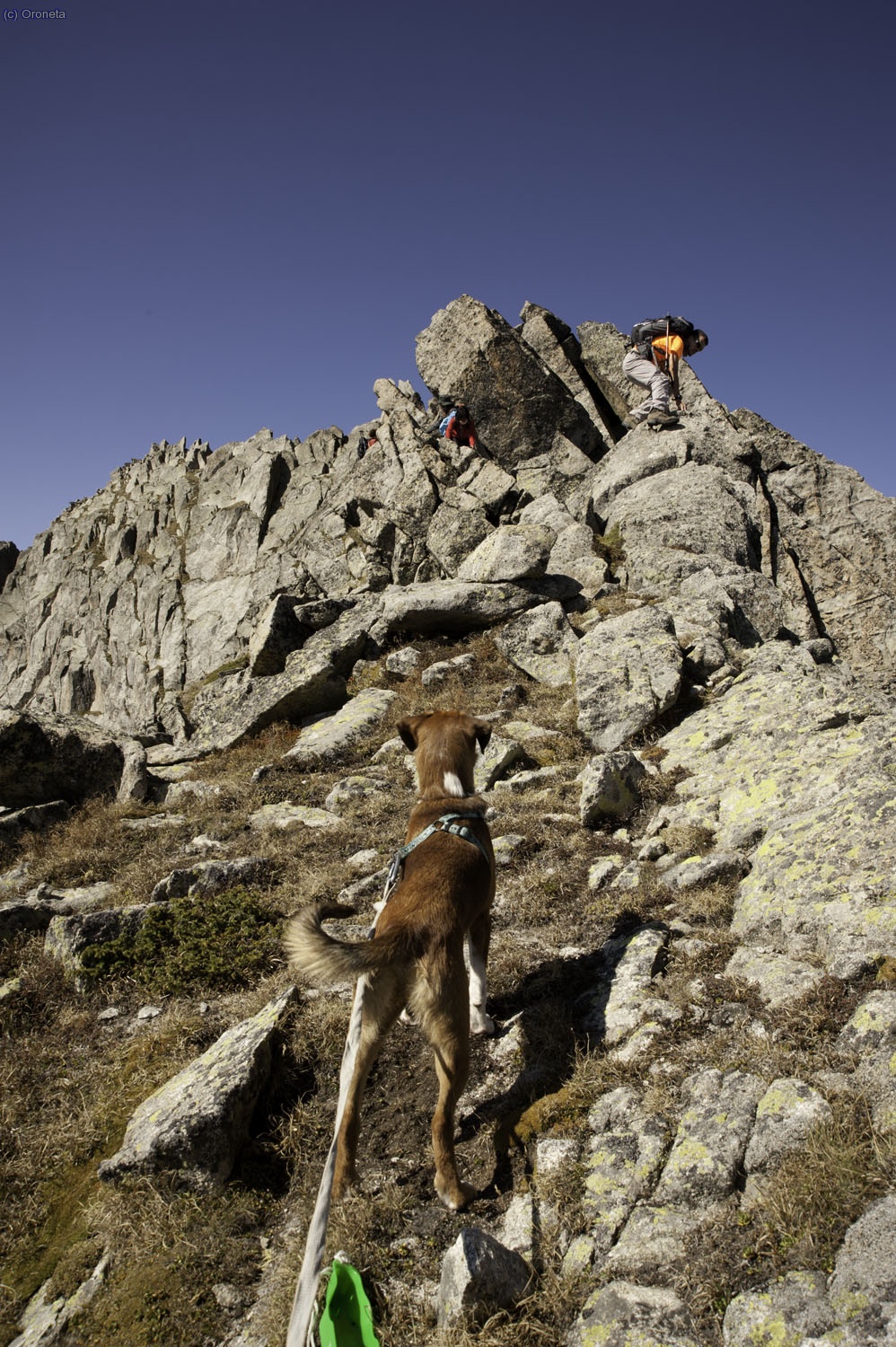 El Jep esparant al grup que torna del cim
