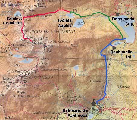 Plano desde Ba&ntilde;os de Panticosa a los infiernos.