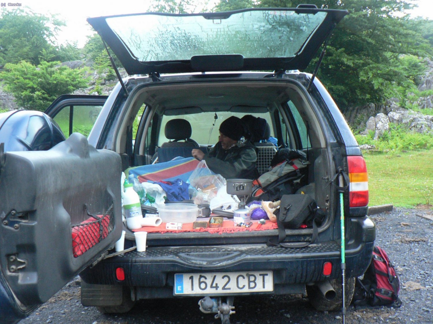 Jose descansando un poco durante la travesia de los miles de Gorbeia.