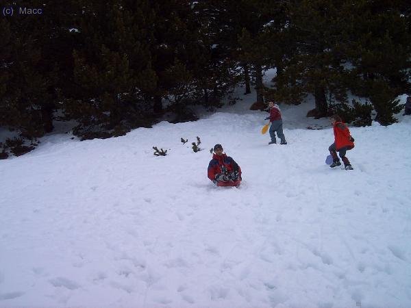 La primera ma&ntilde;ana como las previsiones no eran buenas la dedicamos a jugar en la nieve.