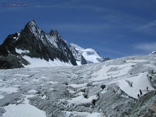 La glacera amb la Barre des Ecrins i el D&ocirc;me.