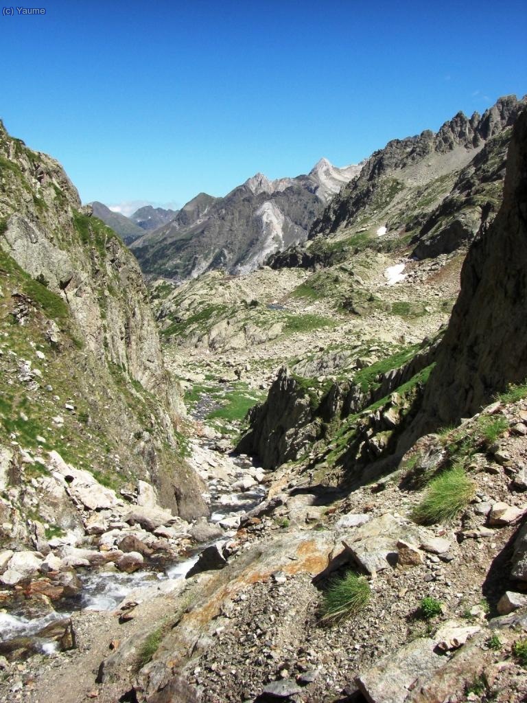 I xino-xano acompanyen al riuet a la seua baixada.