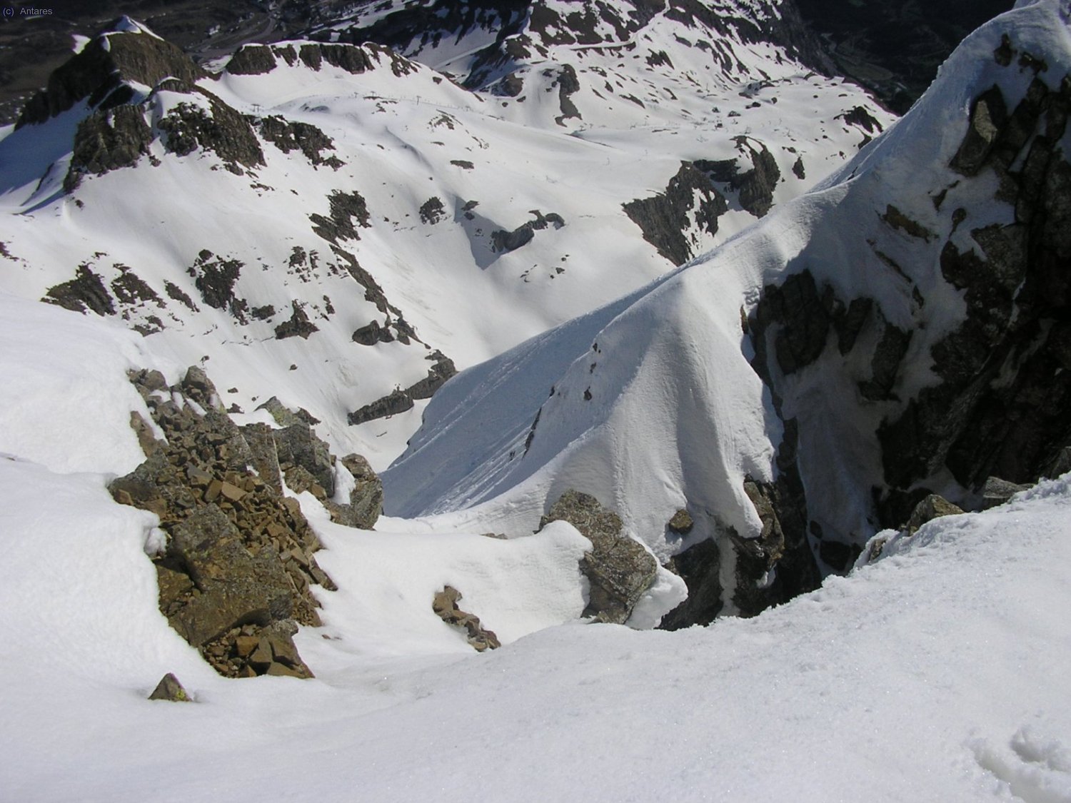 La salida del corredor desde la cima