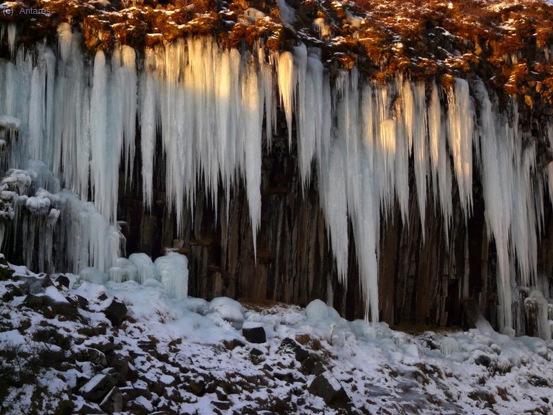 Car&aacute;mbanos colgando de las columnas bas&aacute;lticas