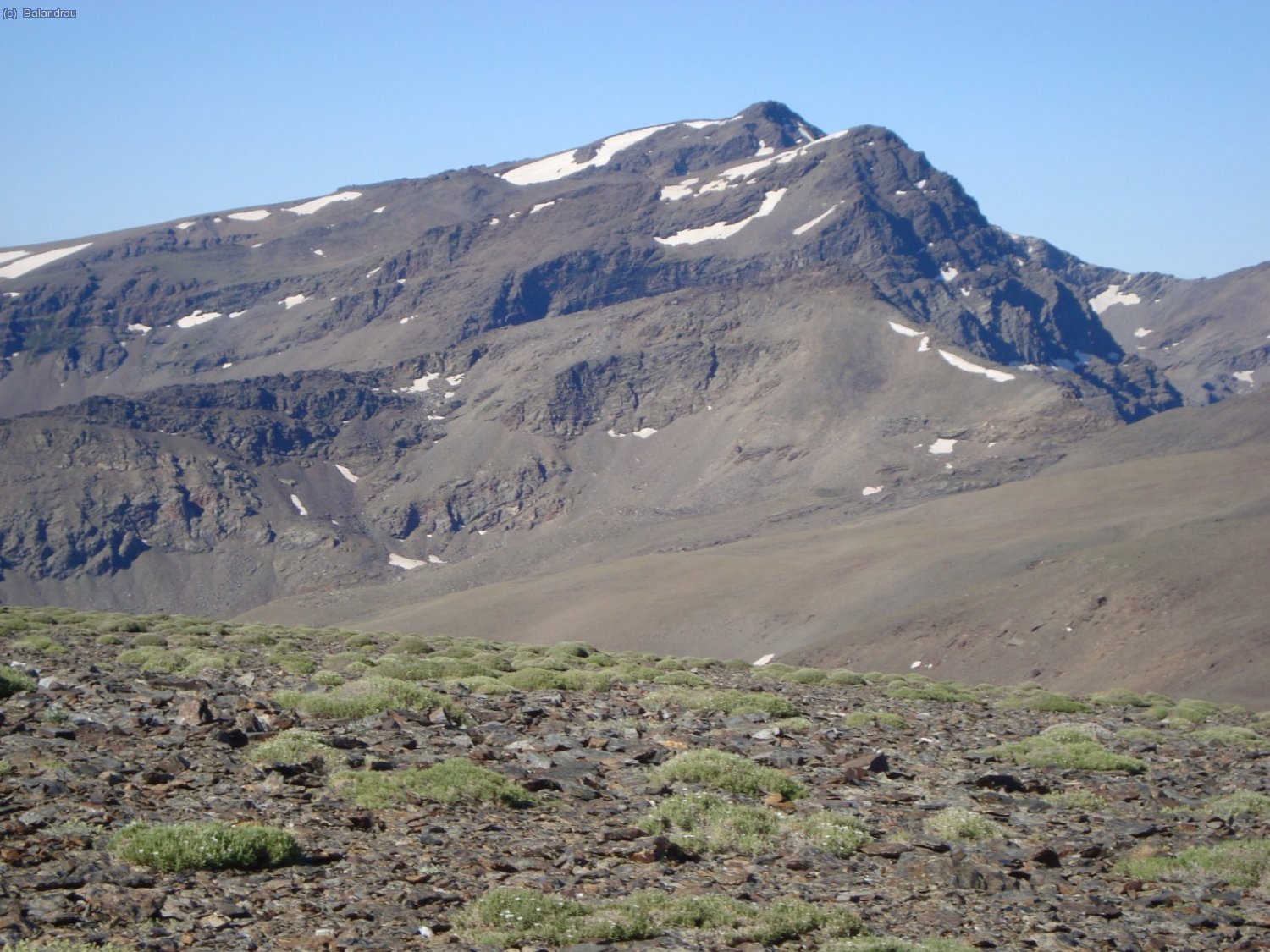 Desdee la cumbre del Cerro Pelado 3182 mts. las primeras vistas de lo que nos espera,Alcazaba, Mulhacen etc.