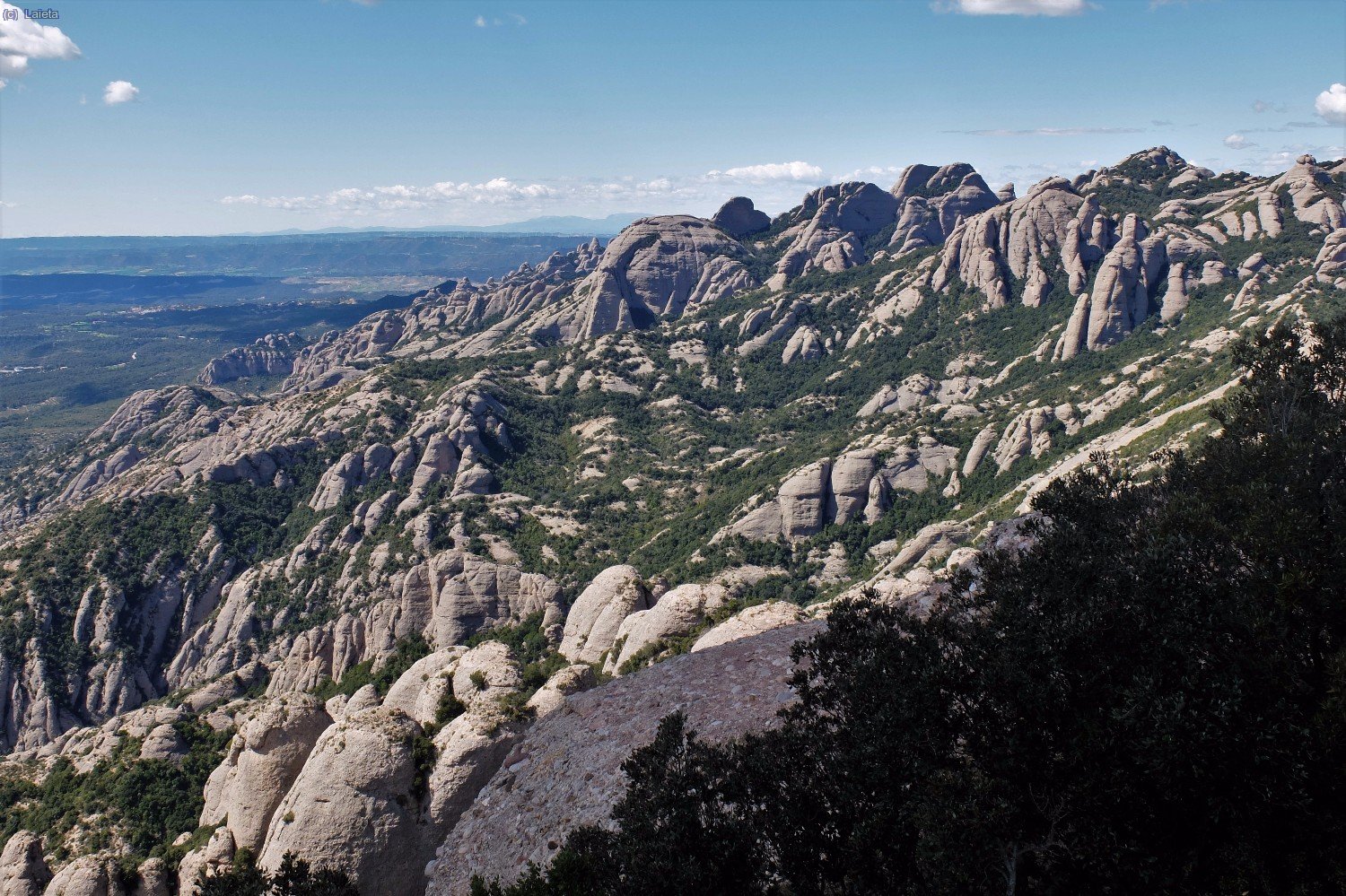 vista des de la Miranda de Santa Magdalena: cara sud del massís de Montserrat per on hem passat