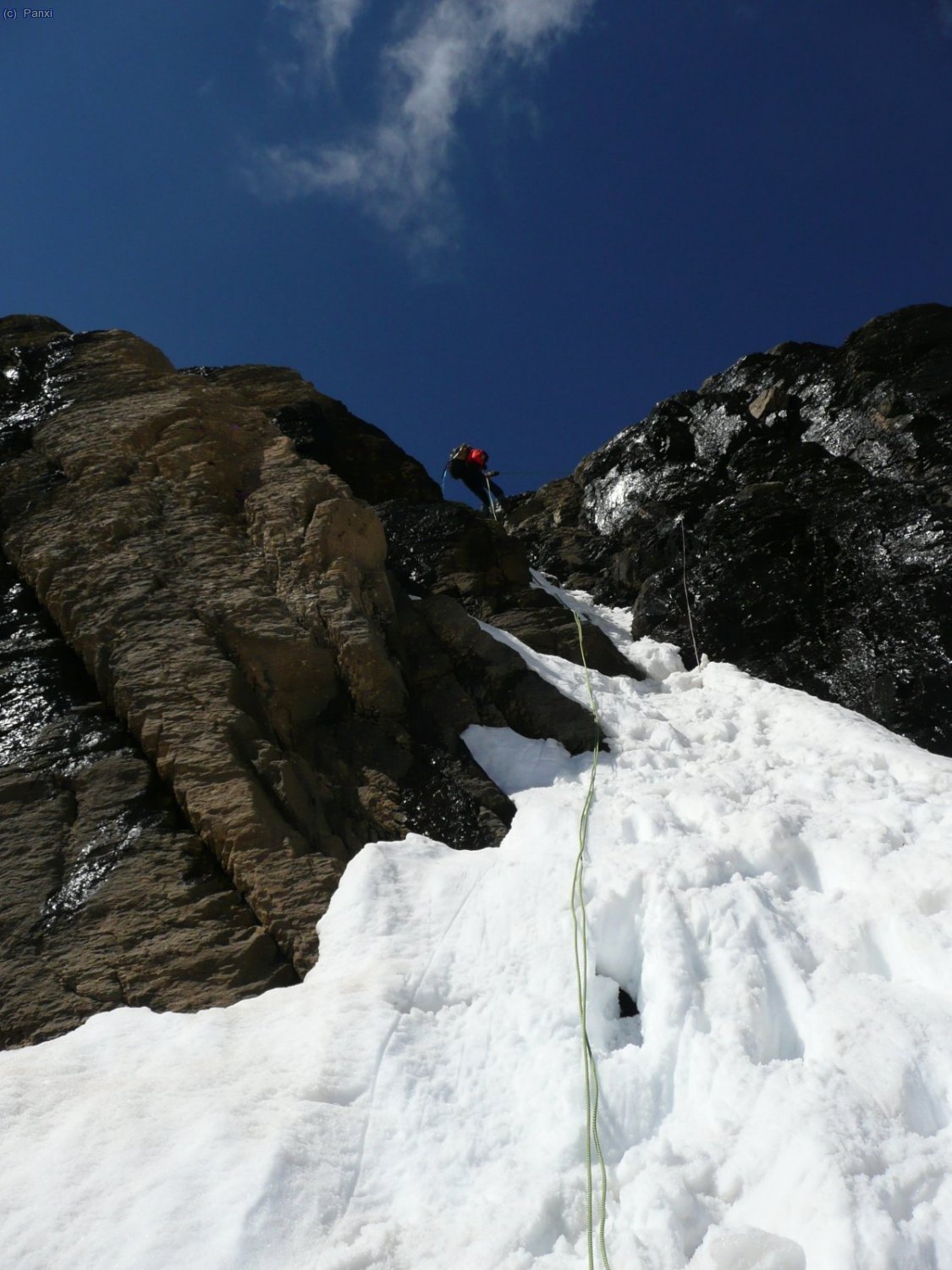 rappel a la canal per arribar al balc&oacute; de pineta