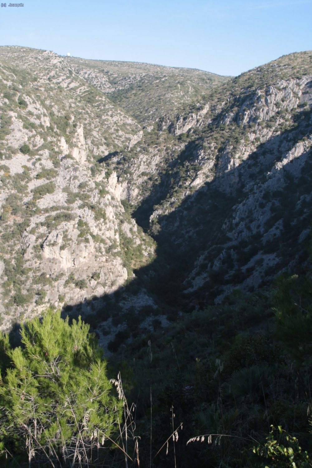 Vallecillo escarpado t&iacute;pico de la geograf&iacute;a del Macizo del Garraf (foto: Paco Fern&aacute;ndez)