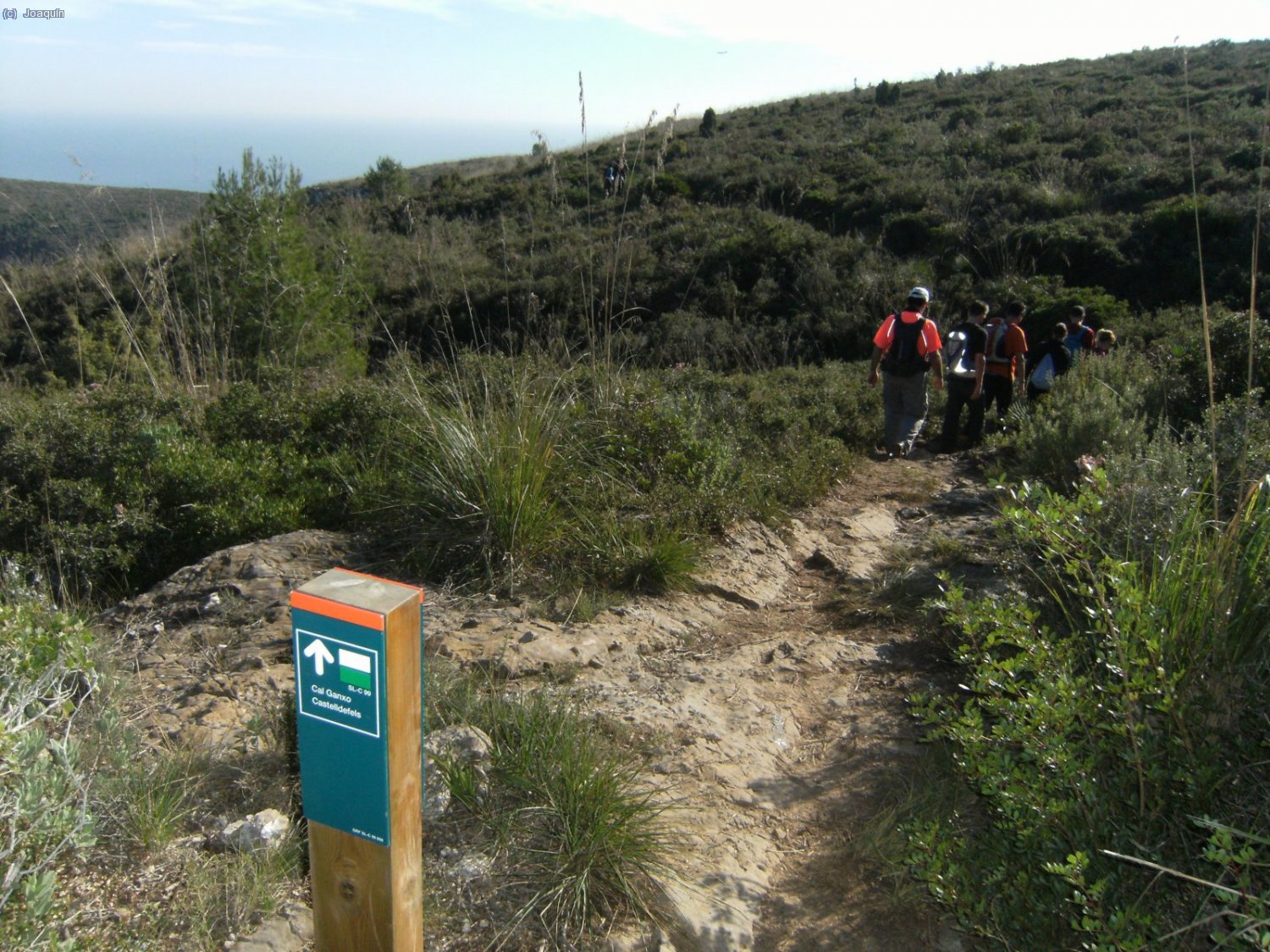 Poste se&ntilde;alizador. No es el G.R. pero es la ruta hac&iacute;a Cal Ganxo y Castelldefels