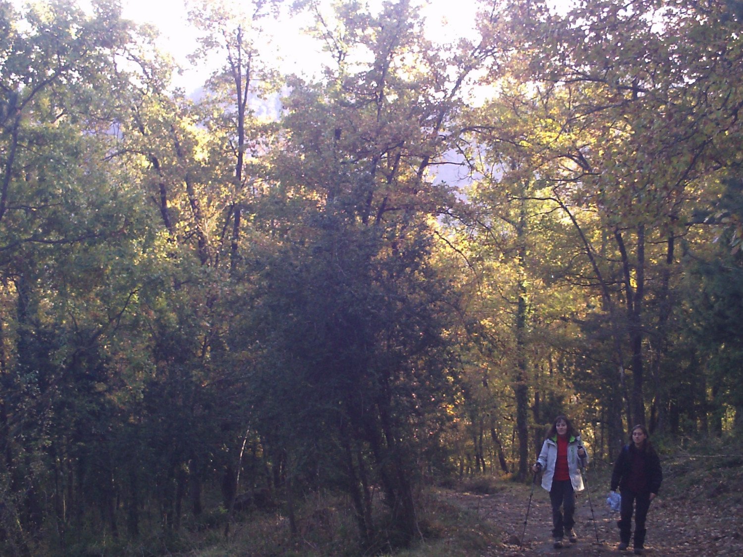 Laura y Ana subiendo por la Sierra de Lla&eacute;s hac&iacute;a el restaurante en Lla&eacute;s (Serra)