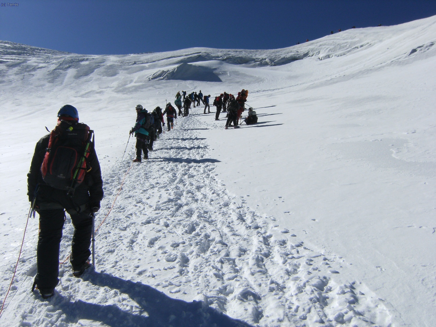 Llegando al plateau del Glaciar de Laveciao