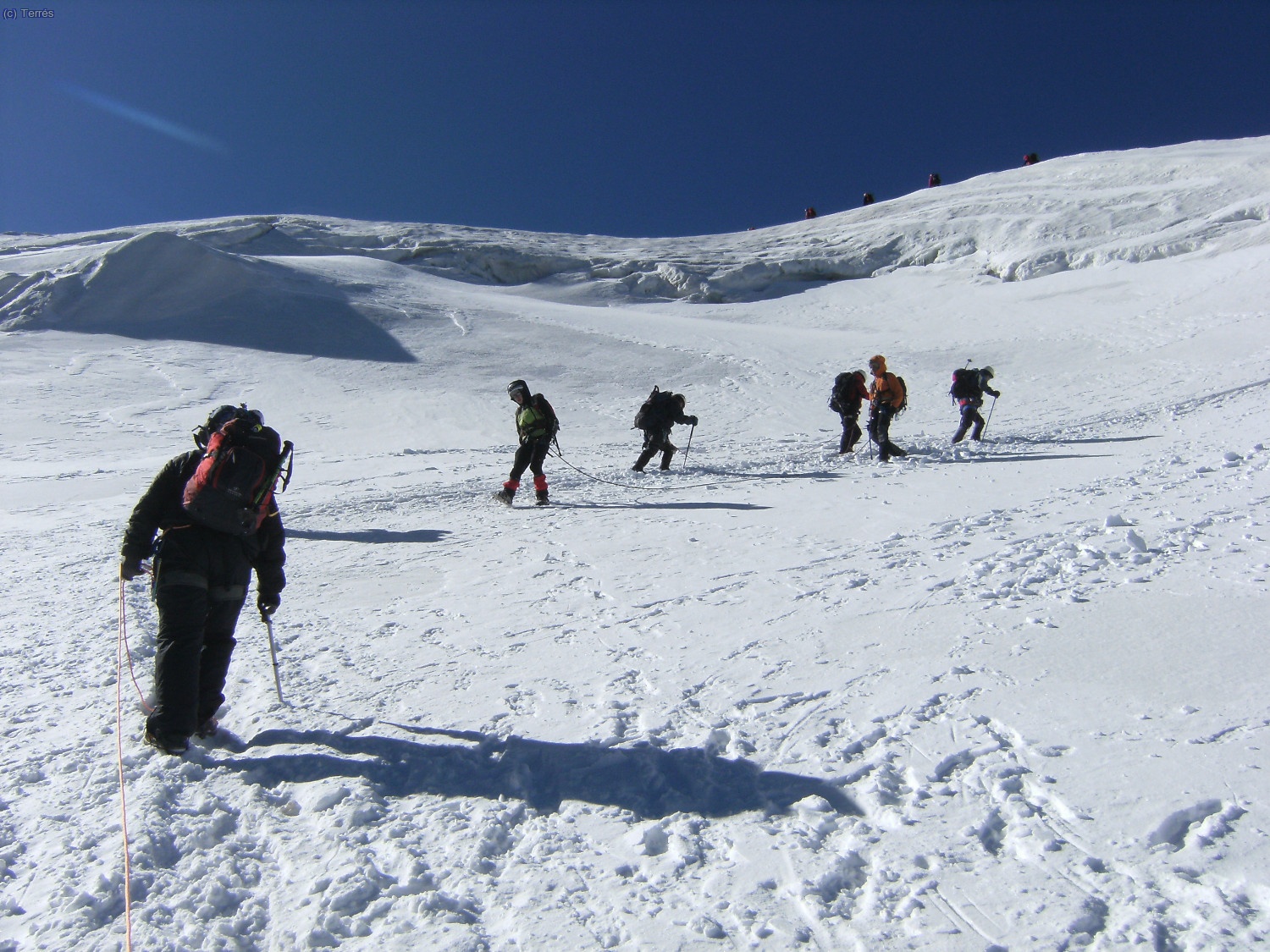 Llegando al plateau del Glaciar de Laveciao