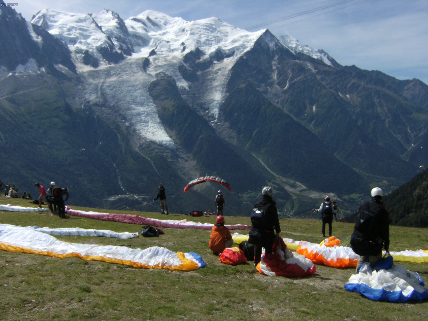 Parapente en Planpraz con el Mont Blanc de fondo