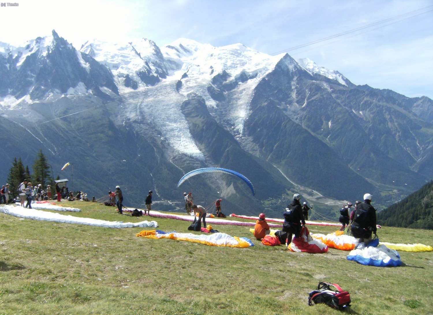 Parapente en Planpraz con el Mont Blanc de fondo