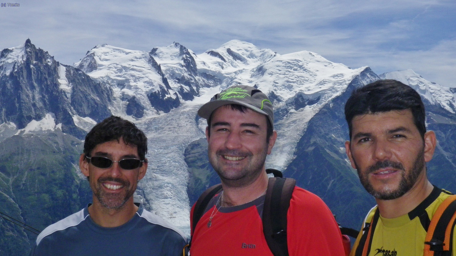 Jes&uacute;s, Joaqu&iacute;n Terr&eacute;s y Quique en el 10&ordm; Aniversario de la conquista del Mont Blanc (Foto: Quique)